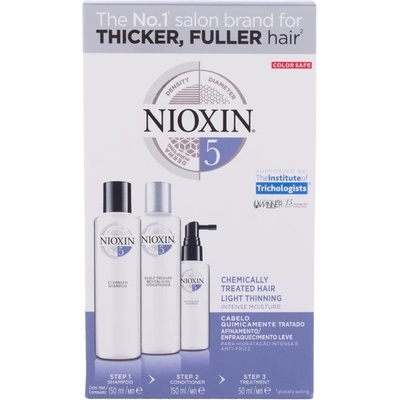 Nioxin Hair System 5 150 ml System 5 Cleanser šampón 150 ml + System 5 Scalp Revitaliser Conditioner 50 ml System 5 Scalp Treatment pre jemné a chemicky neošetřené vlasy darčeková sada