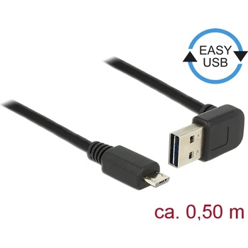 Delock Кабел EASY-USB 2.0 тип A конектор, извит нагоре/надолу USB 2.0 тип Micro-B