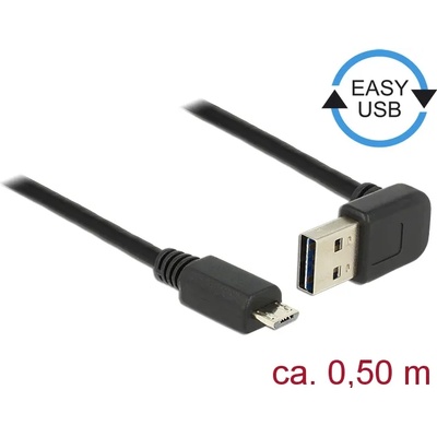 Delock Кабел EASY-USB 2.0 тип A конектор, извит нагоре/надолу USB 2.0 тип Micro-B