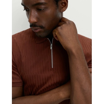 Marks & Spencer Жакардово поло с високо съдържание на памук и цип Marks & Spencer кафяво Marks & Spencer | Kafyav | МЪЖЕ | S REG