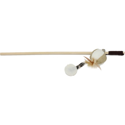 Uniq Pets Dřevěné škádlítko s míčkem, pírky a rolničkou 40 cm