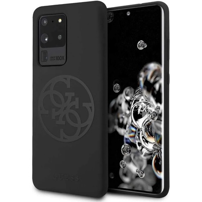 GUESS 4G Tone Logo Cover - дизайнерски кейс с висока защита за Samsung Galaxy S20 Ultra (черен)