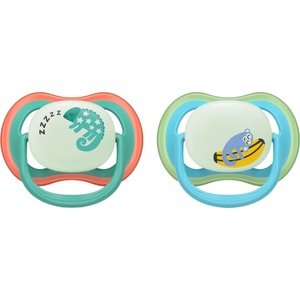 Philips Залъгалки Philips Avent - Ultra Air Night, 6-18 м, 2 броя, хамелеон/маймунка (SCF376/28) - ozone