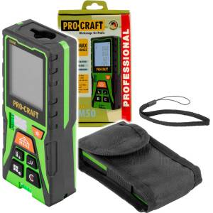 PRO-CRAFT Лазерна ролетка procraft pldm50 - 50 м обхват, зелен лазерен лъч, компактна и прецизна (pldm50)