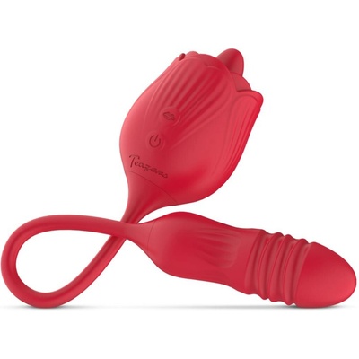 Teazers Rose thrusting Podwójny stymulator z pulsacją i funkcją oralną