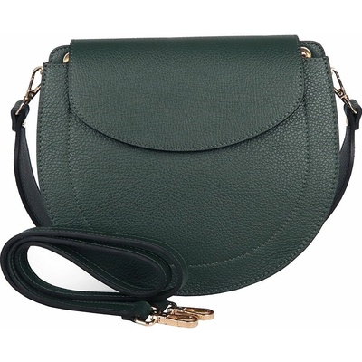 Vera Pelle Středně velká kožená pevná kabelka na rameno/crossbody no. 377 zelená
