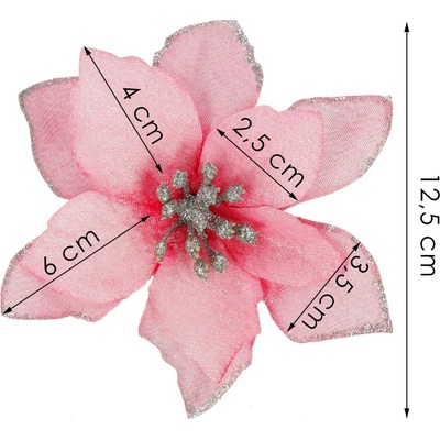 SPRINGOS Vánoční hvězda s klipem 12,5cm růžová vánoční ozdoba CA1226-XG