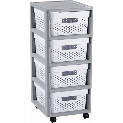 Curver Infinity Dots 4x11L so šuplíkmi bielo-šedý 231556
