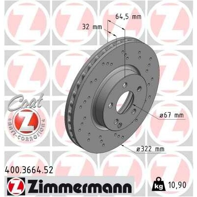 Brzdový kotúč ZIMMERMANN 400.3664.52 (400366452)