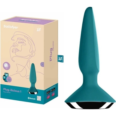 Вибриращ анален плъг, смартфон контрол, 12см. - Plug-ilicious 1, Petrol (SATISFY253)