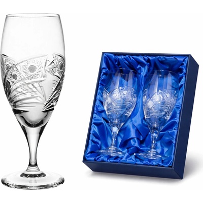 Bohemia Crystal sada 2 broušených sklenic na pivo brus Kometa 420 ml