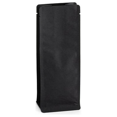 Sáček s plochým dnem | kraft papír černý | ventil obsah 500g (110 x 270 + 80 mm)