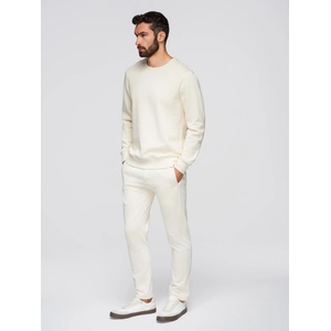 Ombre Clothing Мъжки спортен костюм суитшърт с кръгло деколте + панталони regular fit - крем V11 Z122 Ombre Clothing Ombre Clothing | Byal Bezhov | МЪЖЕ | S