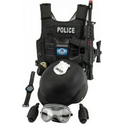 Teddies sada policejní pistole a přilba s doplňky plast 38cm v síťce