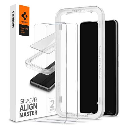 2 броя стъклени защитни покрития за дисплея на Samsung Galaxy A53 5G - Spigen Glass. Tr Align Master Tempered Glass 2 Pack (прозрачен) (AGL04306)