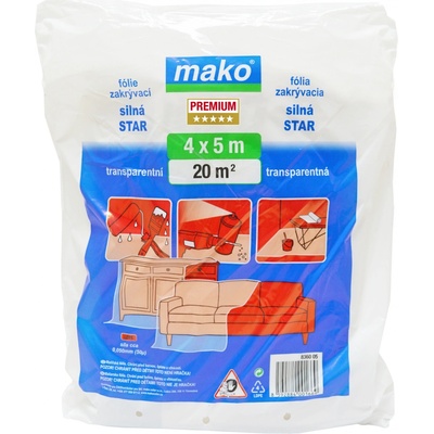 Zakrývací fólie LDPE 4 x 5 m, 50 mikronů, transparentní