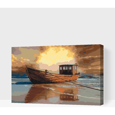 Vymalujsisam.cz Malování podle čísel Člun na moři 2 Velikost 40 x 60 cm Rámování Na kartonové desce