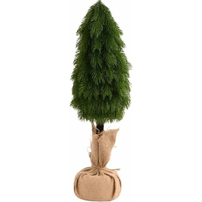 Stromček na pníku zelený v jute 55 cm
