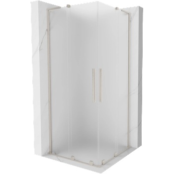 Mexen Velar L Duo плъзгаща се душ кабина 80 x 80 см, матирано, четкаван никел - 871-080-080-02-33-97 (871-080-080-02-33-97)