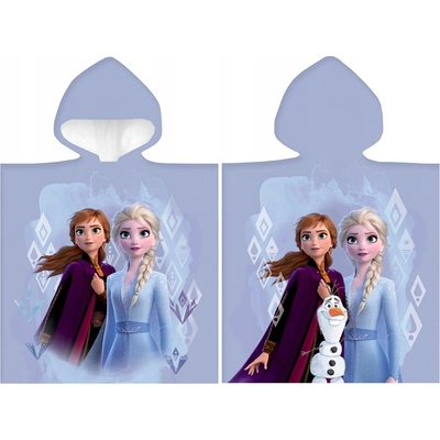 ZorluTeks Dievčenské plážové pončo s kapucňou Ľadové kráľovstvo Frozen motív Anna a Elsa 50 x 100 cm