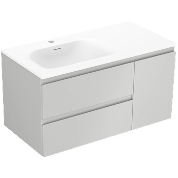 Mexen Orio шкафче за баня 90 см с мивка Vela лява, 2S, 1D, сив мат/бял мат - 91A13-09047-3-BBFFF62-W23L01 (91A13-09047-3-BBFFF62-W23L01)