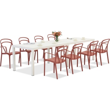 BICA King Double/Vague бял/червен комплект градински мебели за 8 души Bica (BC439BL-8xBC312RE)