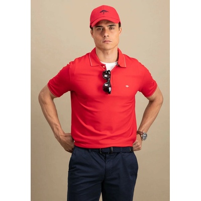 Pánska červená premium cotton polokošeľa s detailom na límci Fynch