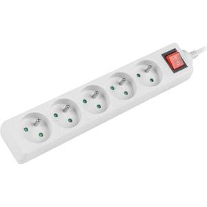 Lanberg power strip 1.5m, 5 sockets, french with circuit breaker quality-grade copper cable, white (PS1-05E-0150-W)