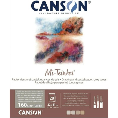 Canson Mi-Teintes 20 listů 32x41 cm 160 g lepený šedé tóny