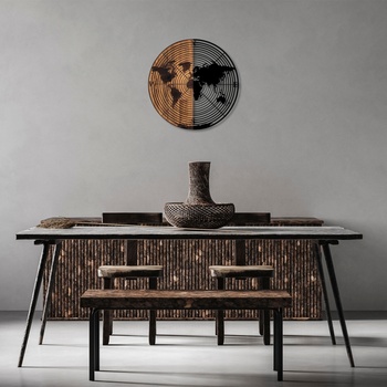 Image 1 of Asir Декорация за стена Ø 56 см карта дърво/метал (as1687)