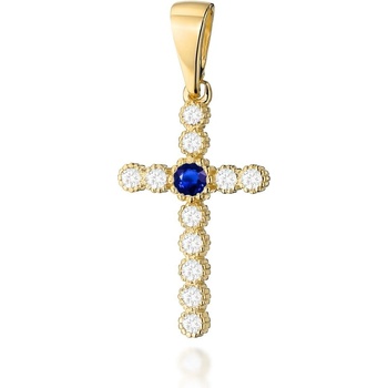 Blink Blink Zlatý diamantový KRÍŽIK so Zafírom 4622ZDZaB