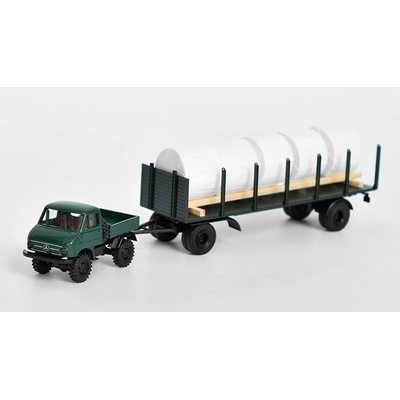 Brekina Mercedes Unimog 411 s přívěsem 1:87