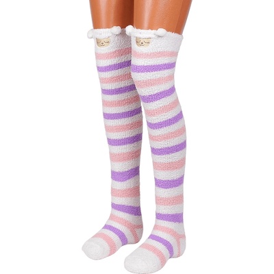 Дамски пухкави 7/8 чорапи с райе в три цвята