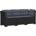vidaXL Пейка за градина с Cushions във вид на ратан ПП Антрацит (3443837)
