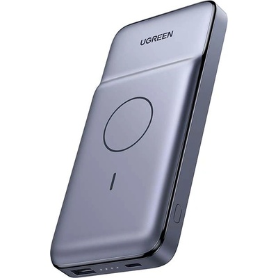 UGREEN MagSafe PowerBank 10000 mAh, 20W+10W - преносима външна батерия с USB-C порт, USB-A изход и безжично зареждане с MagSafe (сив)