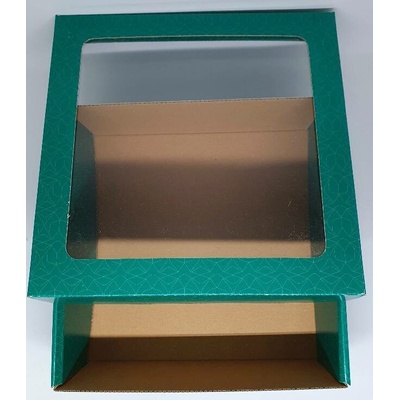 Ostatní Krabička zelená 235x245x85mm s průhledný