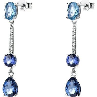 Brosway Strieborné visiace náušnice s modrými zirkónmi Freedom Blue Fancy FFB133