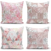 Minimalist Cushion Covers Pink Leaves 45 x 45 cm 4ks