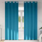 Pure Line Home Плътни завеси в цвят карибско синьо с метални халки, 2 бр. , 140 x 260 см