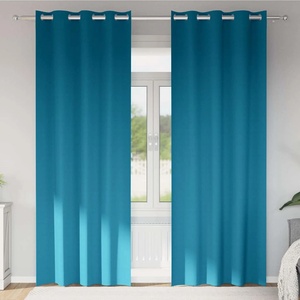 Pure Line Home Плътни завеси в цвят карибско синьо с метални халки, 2 бр. , 140 x 260 см