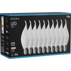 Mexen Nova 10x LED крушка пламък E14, C37, 5W, Неутрална - 4000K, 525 lm - L106-E14-0540-01x10 (L106-E14-0540-01x10)