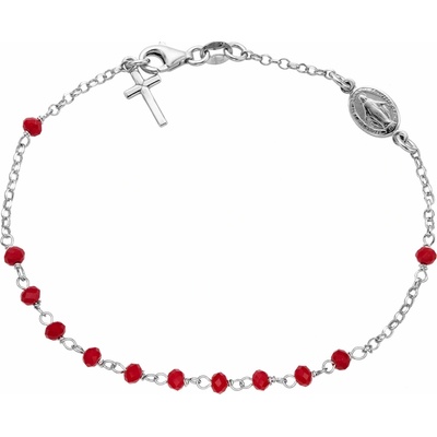 Bealio 11610 stříbrný náramek DESÁTEK červený křišťál 18+2 cm 03-11610-3553