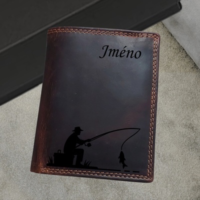 Pánská kožená peněženka s originálním motivem pro rybáře