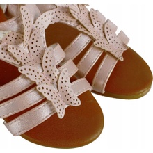 Sandále s jemným leskom ľahké motýliky na suchý zips svetloružové