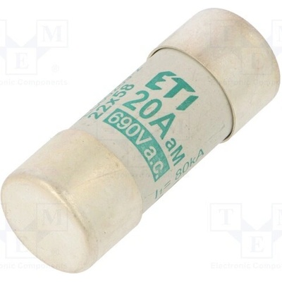 ETI POLAM 002641011 Pojistka: tavná; aM; 20A; 690VAC; kulatý,průmyslová; 22x58mm