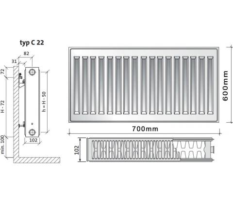 Purmo C22 600 x 700
