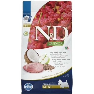 N&D Quinoa Dog Senior Mini Grain Free Lamb Green Apple & Coconut 1,5 kg