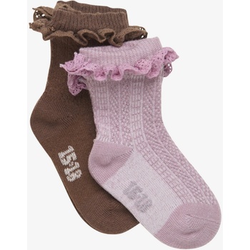 Minymo Dívčí ponožky s krajkovým lemem 2pack Elderberry