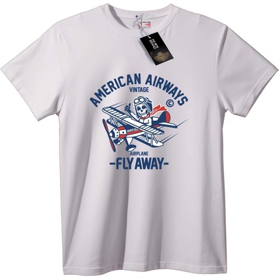 NOONEBRAND Тениска American Airways Винтидж Полет - 2XL, White