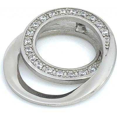 Jan Kos jewellery Přívěsek z oceli s bílým kamenem 12105322